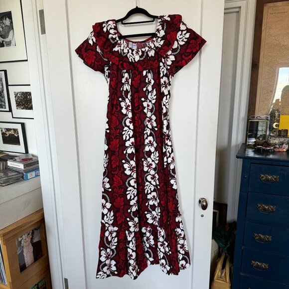 Vintage Hibiscus Panel Long Muumuu Hawaiian Dress sz XL - Picture 1 of 4